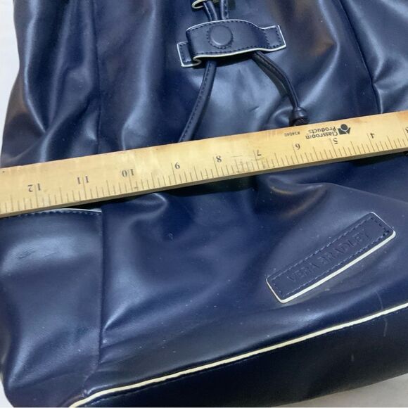 VERA BRADLEY Drawstring Backpack In Navy Blue Faux Leather Vegan - Picture 12 of 12